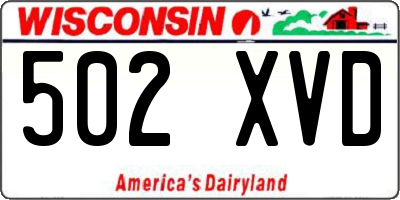 WI license plate 502XVD