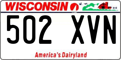 WI license plate 502XVN