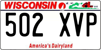 WI license plate 502XVP