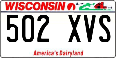 WI license plate 502XVS