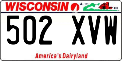 WI license plate 502XVW
