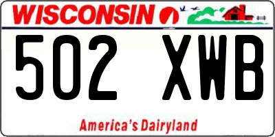 WI license plate 502XWB