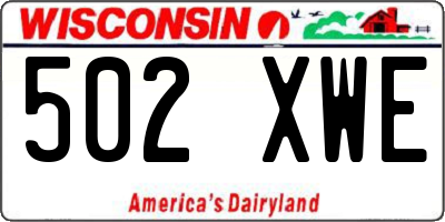 WI license plate 502XWE