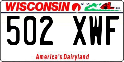 WI license plate 502XWF