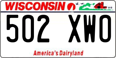 WI license plate 502XWO