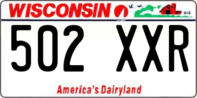 WI license plate 502XXR