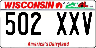 WI license plate 502XXV