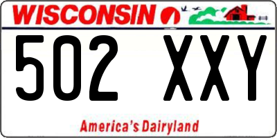 WI license plate 502XXY