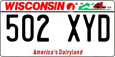 WI license plate 502XYD