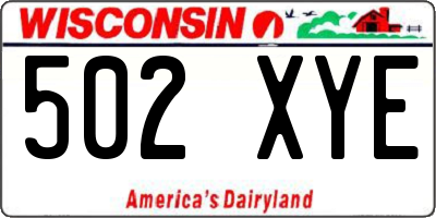 WI license plate 502XYE