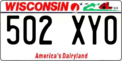 WI license plate 502XYO