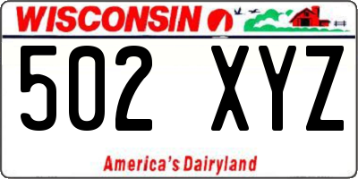 WI license plate 502XYZ