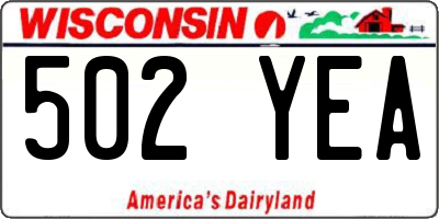 WI license plate 502YEA