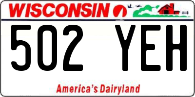 WI license plate 502YEH