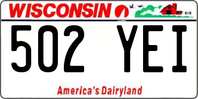 WI license plate 502YEI