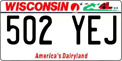 WI license plate 502YEJ