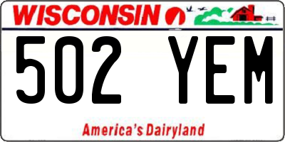 WI license plate 502YEM