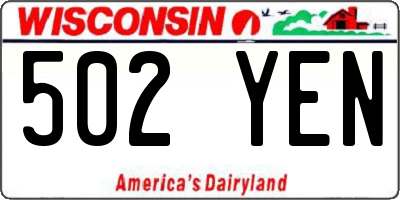 WI license plate 502YEN