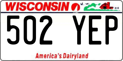 WI license plate 502YEP