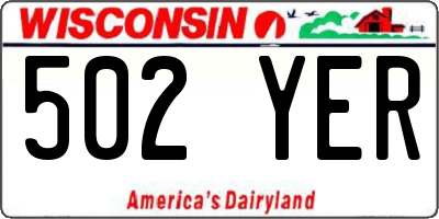 WI license plate 502YER
