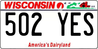 WI license plate 502YES