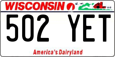 WI license plate 502YET
