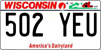 WI license plate 502YEU
