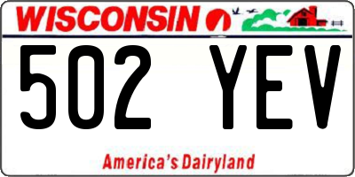 WI license plate 502YEV