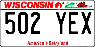 WI license plate 502YEX