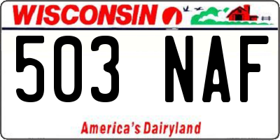 WI license plate 503NAF