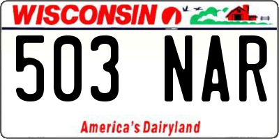 WI license plate 503NAR