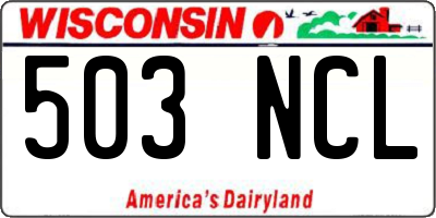 WI license plate 503NCL