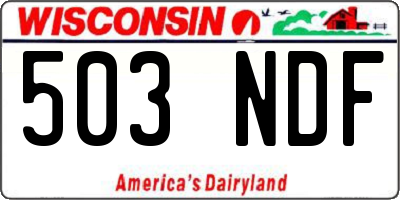 WI license plate 503NDF
