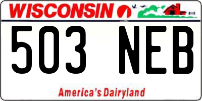 WI license plate 503NEB