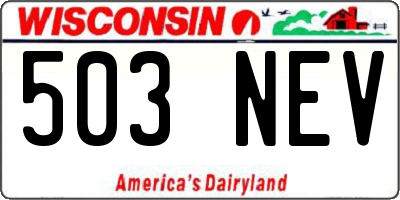 WI license plate 503NEV