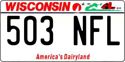 WI license plate 503NFL