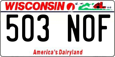 WI license plate 503NOF