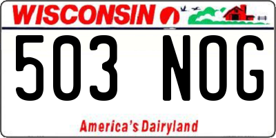WI license plate 503NOG
