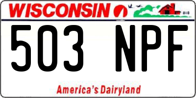 WI license plate 503NPF