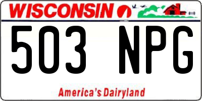 WI license plate 503NPG