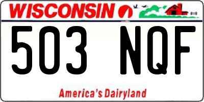 WI license plate 503NQF