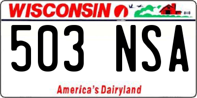 WI license plate 503NSA