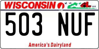 WI license plate 503NUF