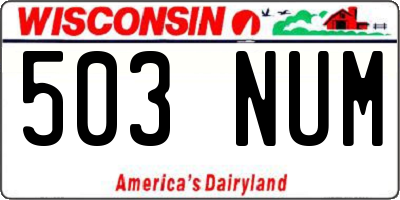 WI license plate 503NUM