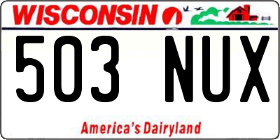 WI license plate 503NUX