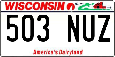 WI license plate 503NUZ