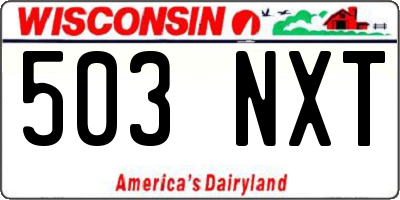 WI license plate 503NXT