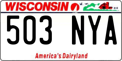 WI license plate 503NYA