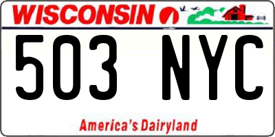 WI license plate 503NYC