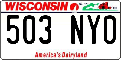 WI license plate 503NYO